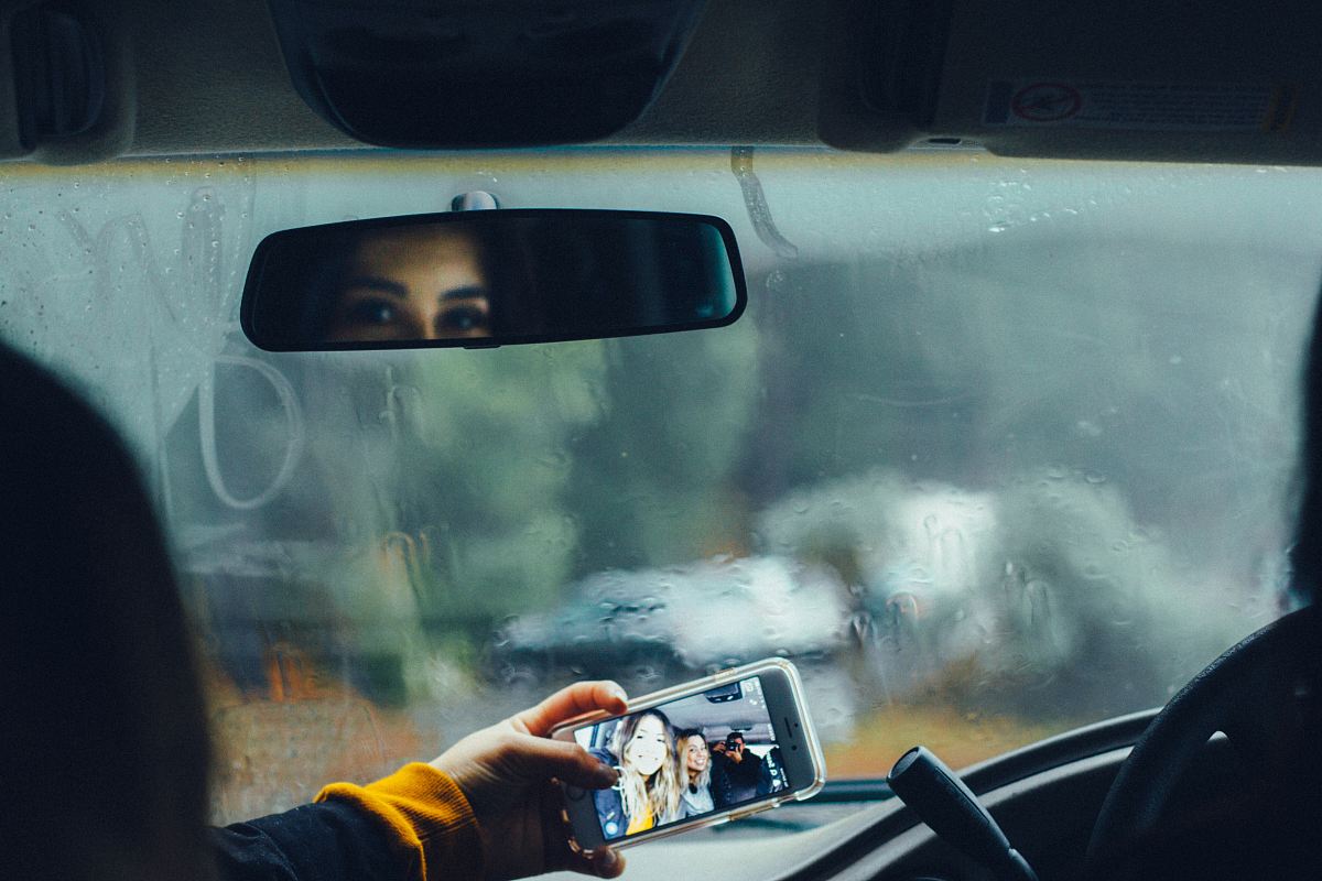 person walking photo inside vehicle
